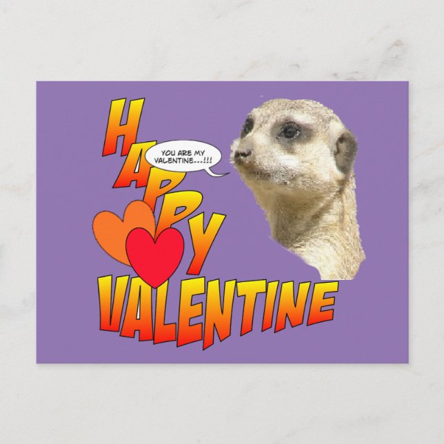 Happy Valentine Meerkat Postcard Customisable (Front)