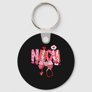Happy Valentine Nicu Nurse Coquette Bow Heart Girl Key Ring