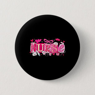 Happy Valentine Nurse Coquette Bow Heart Girl Wome 6 Cm Round Badge