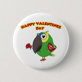 happy valentine parrot 6 cm round badge
