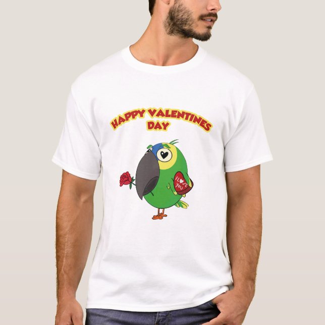 happy valentine parrot T-Shirt (Front)