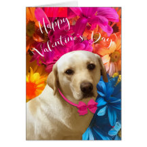 Happy Valentine Pet, Dog, Cute Labrador Flowers