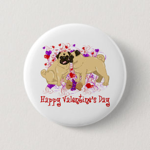 Happy Valentine Pug Kissing Tees 6 Cm Round Badge