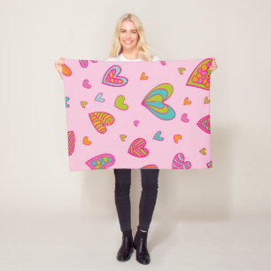Happy valentine`s day 2023 With Heart Love       Fleece Blanket