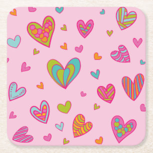Happy valentine`s day 2023 With Heart Love Square Paper Coaster
