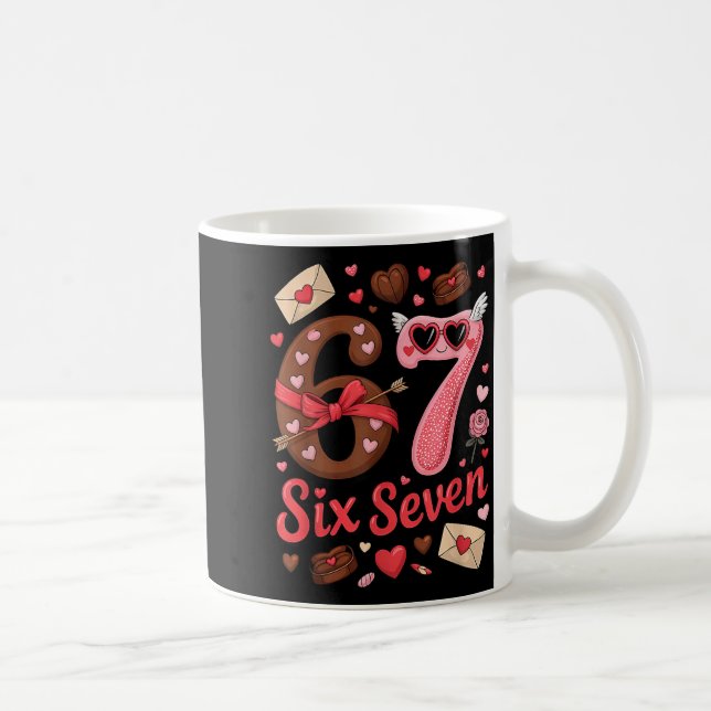 Happy Valentine’s Day 67 Meme Hearts Coquette Bow  Coffee Mug (Right)