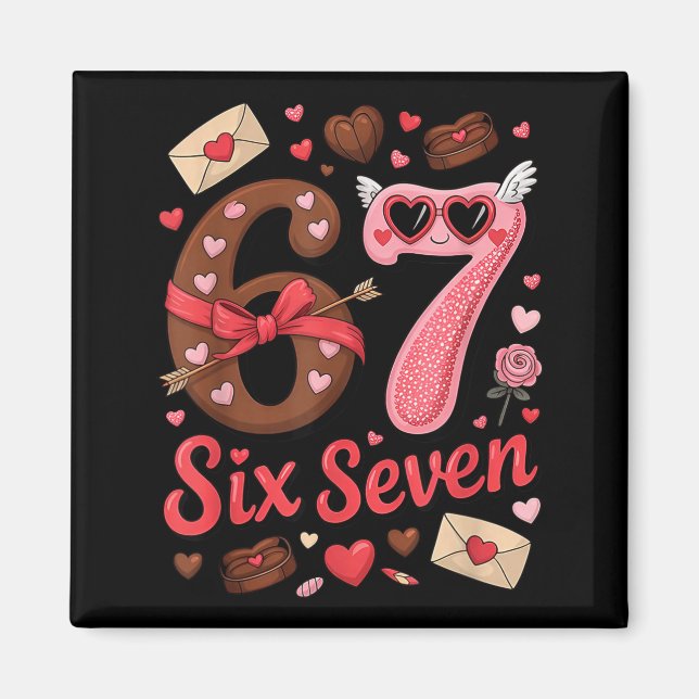 Happy Valentine’s Day 67 Meme Hearts Coquette Bow  Magnet (Front)