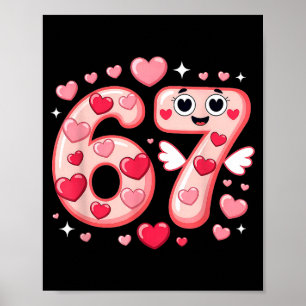 Happy Valentine’s Day 67 Meme Hearts Coquette Bow  Poster