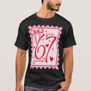 Happy Valentine’s Day 67 Meme Hearts Coquette Bow  T-Shirt