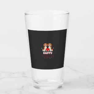 Happy Valentine’s Day Beagle Couple Glass