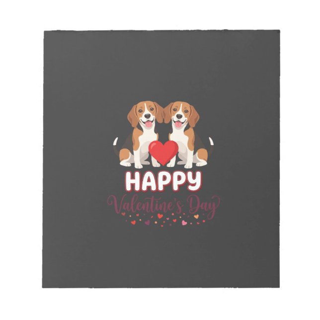 Happy Valentine’s Day Beagle Couple Notepad (Front)