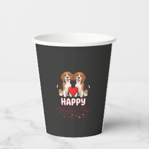 Happy Valentine’s Day Beagle Couple Paper Cups