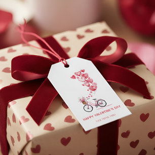 Happy Valentine’s Day Card – Pink Bike with Heart  Gift Tags