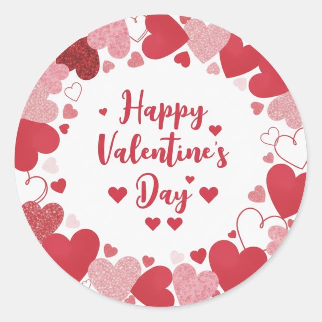 Happy Valentine’s Day classic round sticker  (Front)