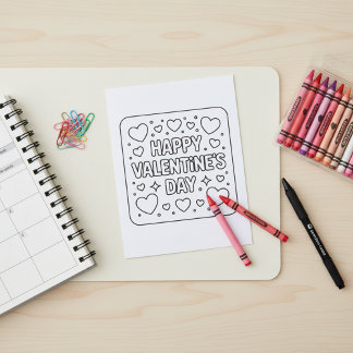 Happy Valentine’s Day Coloring for Students Postcard