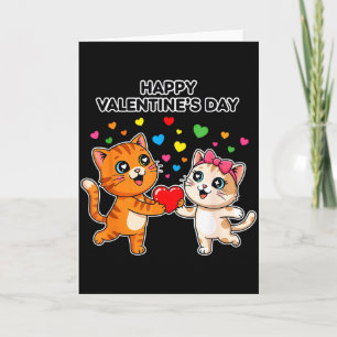 Happy Valentine’s Day Cute Cats Love Heart Cartoon Card