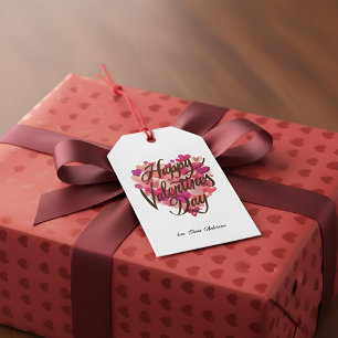 Happy Valentine’s Day Gift Tag with Heart Illustra