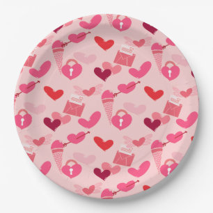 Happy Valentine’s Day Heart Love Gift for Couples Paper Plate
