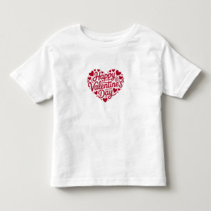 Happy Valentine’s Day Heart Typography – Red Love Toddler T-Shirt