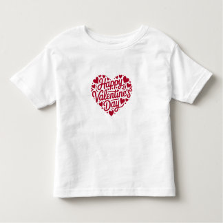 Happy Valentine’s Day Heart Typography – Red Love  Toddler T-Shirt