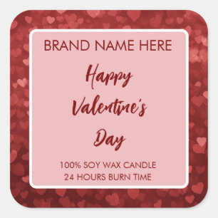 Happy Valentine’s Day Hearts Photo Candle Label