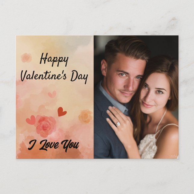 Happy Valentine’s Day I Love You Custom Photo Card (Front)
