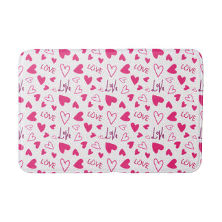 Happy Valentine’s Day Lover Present with Red Heart Bath Mat
