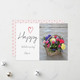 Happy Valentine`s Day Modern Script Photo Holiday Card