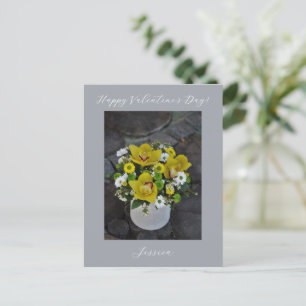 Happy Valentine`s Day Modern Script Photo Postcard