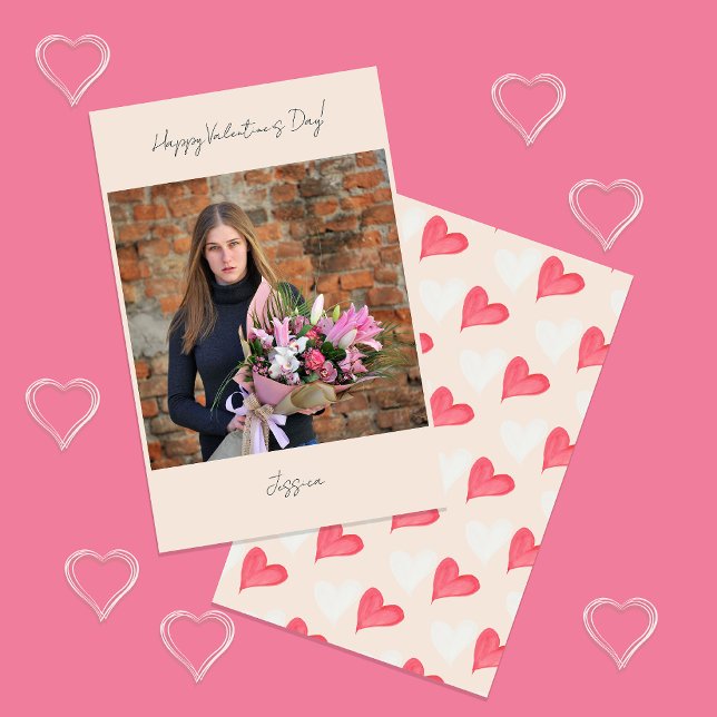 Happy Valentine`s Day Modern Script Photo Stationery (Creator Uploaded)