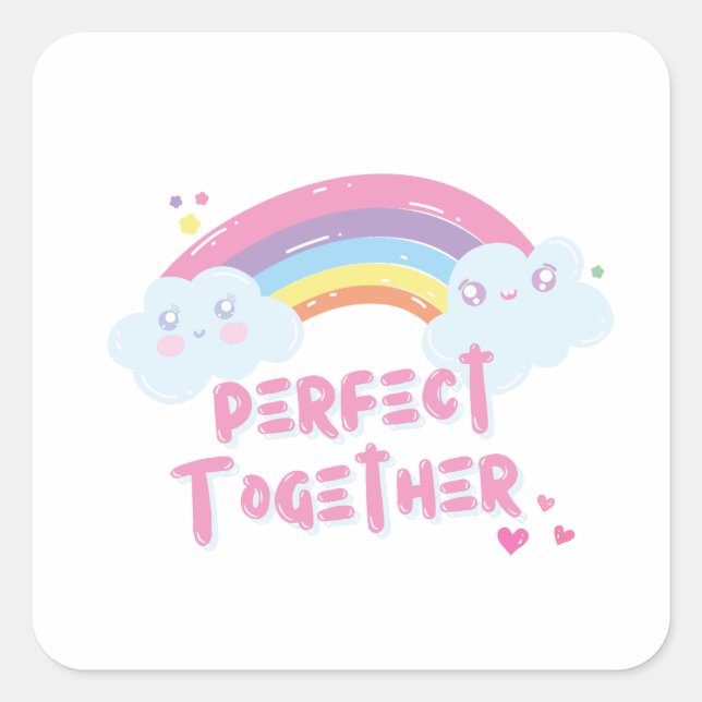 ❤️ Happy Valentine’s Day ❤️Perfect Together   Square Sticker (Front)