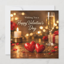 Happy Valentine’s Day Red Hearts Candlelight
