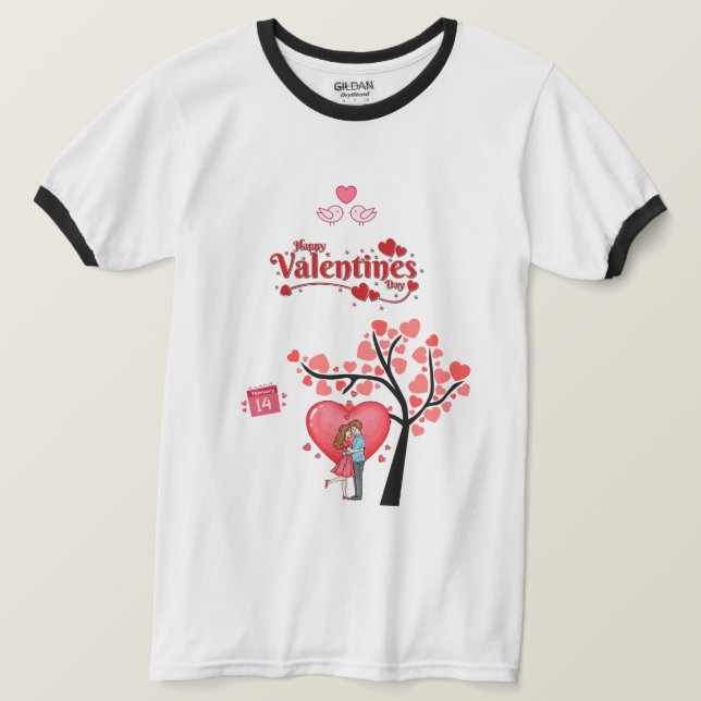 Happy Valentine’s Day – Romantic Couple  T-Shirt (Design Front)