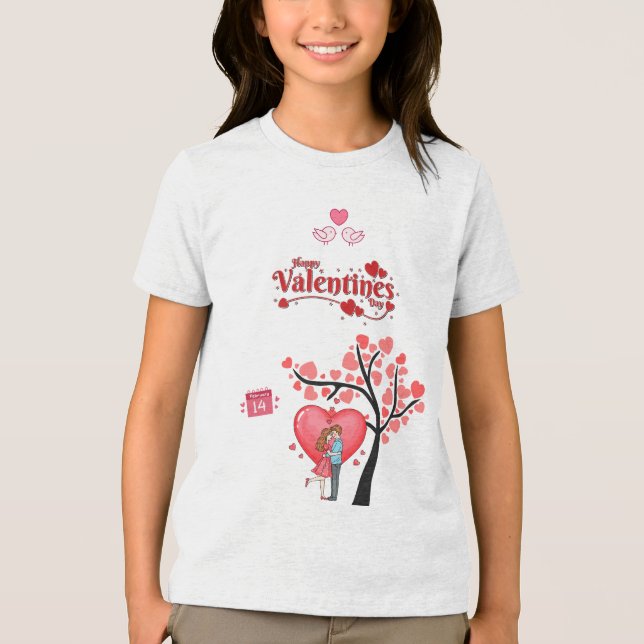 Happy Valentine’s Day – Romantic Couple Tri-Blend Shirt (Front)