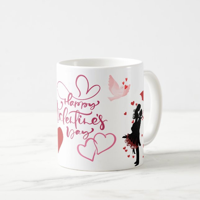 Happy Valentine’s Day Romantic Heart Mug (Front Right)