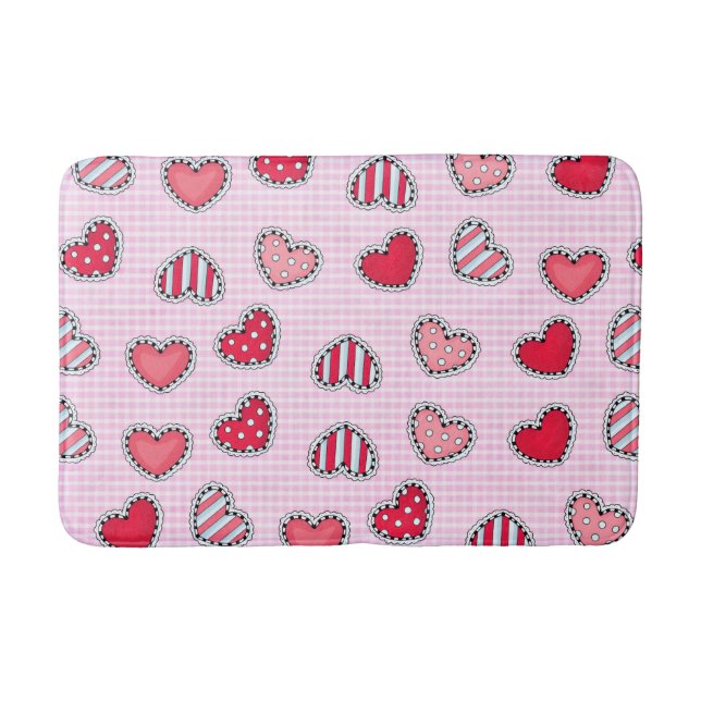 Happy Valentine’s Day Romantic Red Heart Keepsake Bath Mat (Front)