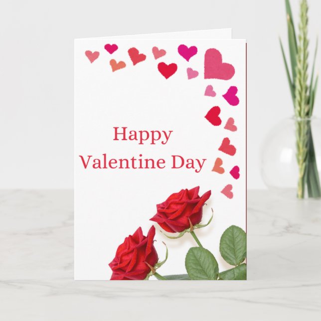 Happy Valentine’s Day Rose Greeting Card (Front)