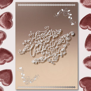 Happy Valentine’s Day silver calligraphy and roses