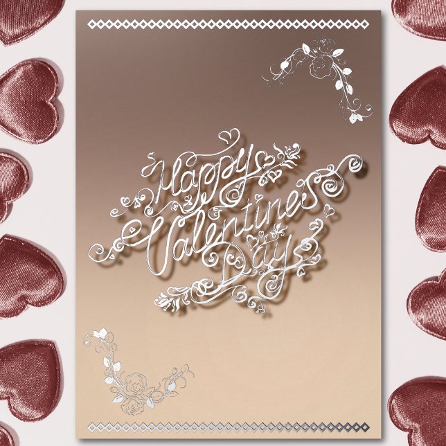 Happy Valentine’s Day silver calligraphy and roses (Creator Uploaded)