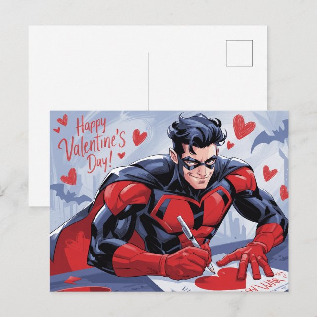 Happy Valentine’s Day Super-Héros -4 Postcard (Front/Back)