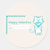 Happy Valentine Teal Kitty