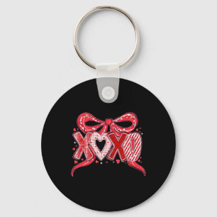Happy Valentine Xoxo Pink Lace Coquette Bow Girl W Key Ring