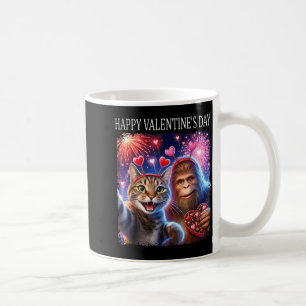 Happy Valentines 2026 Cute Cat Bigfoot Party Art _ Coffee Mug