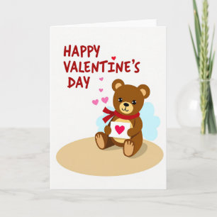 Happy Valentines Bear Heart Card