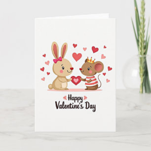 Happy Valentines Bunny Mouse Card