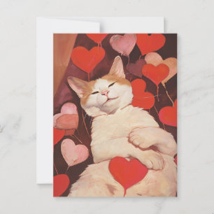 Happy Valentines Cat Postcard