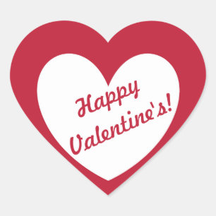 "Happy Valentine's" customisable heart on red Heart Sticker
