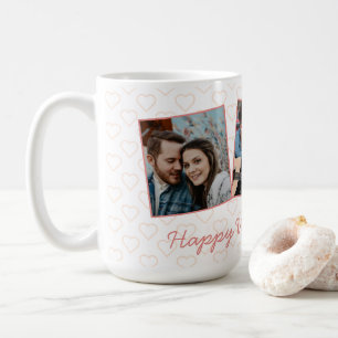 Happy Valentines Cute 3 Photo Heart Pattern Coffee Mug