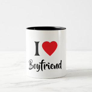 Happy valentine's cute red heart Two-Tone coffee mug