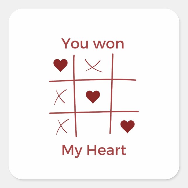 Happy Valentine's Day 2023 Ideas -You Won My Heart Square Sticker (Front)